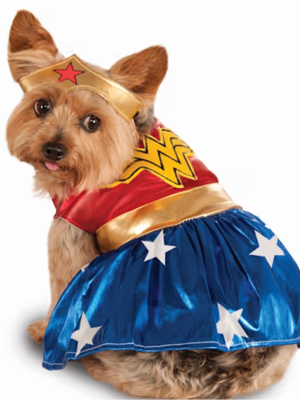Rubies DC Dog/Cat Wonder Woman Costume Red, Gold & Blue Superhero Pet Costume